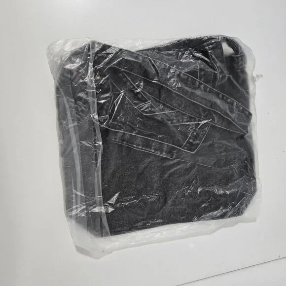 Shein Raw Edge Letter Denim Tote‎ Bag in Black - Picture 4 of 6